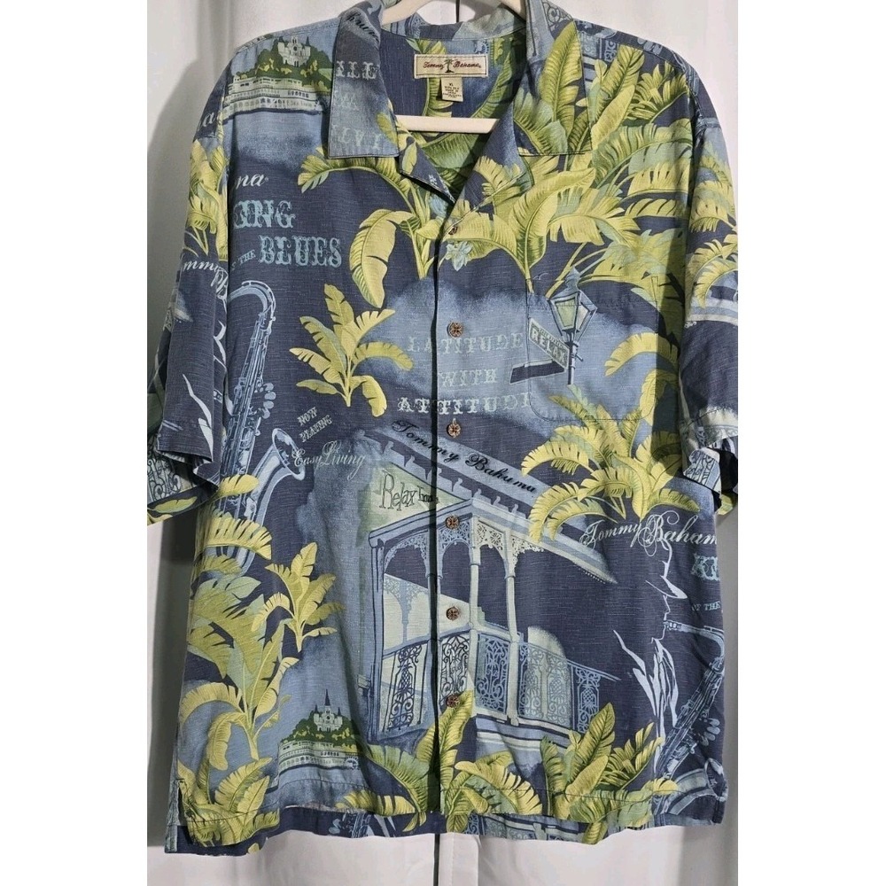 Tommy Bahama Men's XL Silk New Orleans French‎ Quarter Mardi Gras